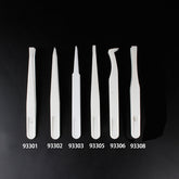 6-Piece Set White Plastic Anti-Static Tweezers - Ideal for Electronics, Crafts & DIY Repair